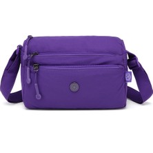 Smart Bags Mor Kadın Omuz Çantası Hafif Kumaş Çok Cepli Çapraz Uzun Askılı