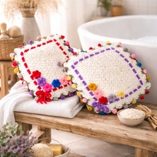 2’li El Yapımı Çiçek Detaylı Banyo Lifi Seti – Çeyiz & Bohça Için Özel Tasarım