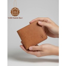 Oh Deer Leather Hakiki Pueblo Deri Erkek Cüzdan – Klasik Kart Bölmeli Özel Tasarım – Taba & Mor