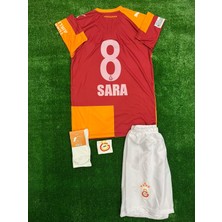 4'lü Set Galatâsarây Iç Saha Yeni Sezon Sarı Kırmızı Parçalı Gabriel Sara 8 Numara Çocuk Forma Şort Bileklik Çorap