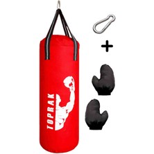 Toprak Sport Kırmızı 60X22 cm Içi Dolu Boks Torbası – Eldiven ve Karabina Hediyeli