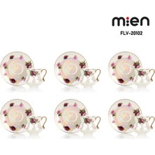 Mien 6 Kişilik Retro Flower Sedefli Fincan Takımı – Işıltılı Vintage Şıklık