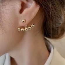 Chase Lüks Görünümlü Altın Top Süslemeli Iki Parçalı Küpe - Paslanmaz Çelikten Üretilmiş Dayanıklı Kadın Küpesi - Günlük ve Özel Gün Takısı