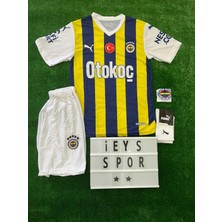 4'lü Set Fene.rbah.çe Sarı Lacivert Iç Saha Arkası Boş Çocuk Forma Şort Çorap Bileklik