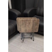 Can Vista Home Katlanabilir Ceviz Mermer 2'li Zigon Sehpa