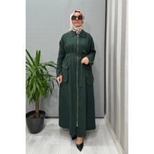 Misswhence Torba Cepli Keten Pardesü Yeşil 37509