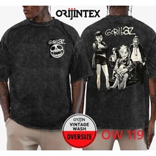 Orijin Gorillaz Yıkamalı Over Size Tişört M