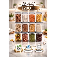 Eba Home 12'li Etiketli ve Sızdırmaz Kapaklı Erzak Saklama Kab Seti - 1200ML - 20 Adet Etiket Hediyeli