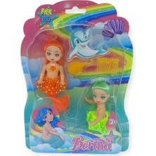 Fantastik Store 2'li Deniz Kızı Bebek Seti - Hareketli Eklemler ve Aksesuarlı -Turuncu & Yeşil (Lisinya)