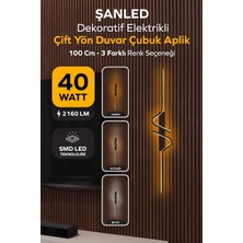 ŞANLED Dekoratif 40W Iç Mekan Gold Kasa 3 Renkli Işık Elektrikli 115 cm Duvar Aplik 1 Adet