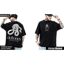 Deftones Yıkamalı Over Size Tişört M