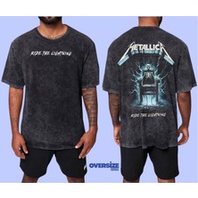 Metallica Yıkamalı Over Size Tişört M