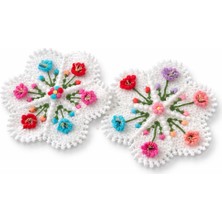 Papatya Motifli El Örgüsü Lif / Dekoratif Örgü Supla – 3’lü Çeyizlik & Bohçalık Set – Somon