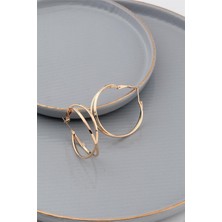 Lia Charm Kadın Rose Ikili Birleşik Halka Küpe - Gündüzden Geceye Şıklık