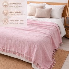 Ces Store 4 Kat Müslin Çift Kişilik Pike, Tv Battaniyesi, Koltuk Şalı ve Yatak Örtüsü Pamuklu