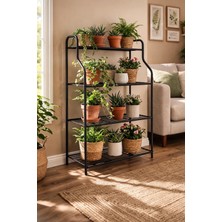 Modern Siyah 4 Katlı Metal Çiçeklik Standı: Çok Amaçlı Mutfak,kitaplık&dekoratif Lüks Stand