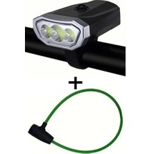 Usin Pilli Ledli Bisiklet Scooter Feneri -Bisiklet Aydınlatma Farı + Motosiklet Bisiklet Kilidi -Kilit