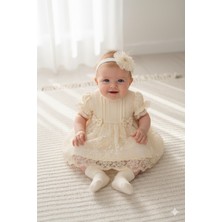 Miniday Baby Kız Bebek Mevlütlük Elbise Yazlık Bandanalı Dantelli Yeni Doğan Hastane Çıkışı Gelinlik Abiye 4011