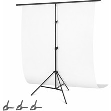 AZT 150*200CM T Stand Bar Fon Tutucu + Beyaz Fon Perde Black Background Backdrop Çekim T-Shape
