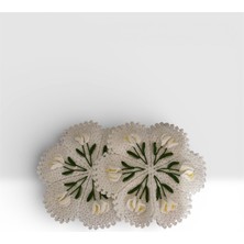 Beyaz Zambak Motifli El Örgüsü Lif / Dekoratif Supla – 2’li Çeyizlik & Bohçalık Set