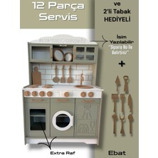 Buradadavar Hobi Ahşap Boyalı Yazılabilir İsimli Mutfak 14 Parça Servis Seti MDF Malzemeden Hediyeli