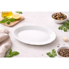 Porland Porselen Queen Beyaz 23 cm 2'li Kayık Tabak Salata ve Meze Tabağı (2 Adet)