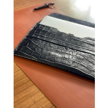 Braventa Collection Matderi Macbook Çanta Siyah 13" 14" 15" 16" Uyumlu Hakiki Deri Yılan Dokulu Kılıf (13 Macbook Pro/ai