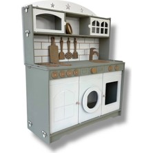 Buradadavar Hobi Ahşap Boyalı Ahşap Oyuncak Mutfak Servis Seti Ihlamur-Beyaz