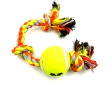 Braventa Collection Tasma Market 30CM Diş Ipli Köpek Eğitim Topu Oyuncağı Sarı-Kırmızı