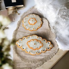 Turuncu Papatya Motifli El Örgüsü Lif / Dekoratif Supla – 2’li Çeyizlik & Bohçalık Set