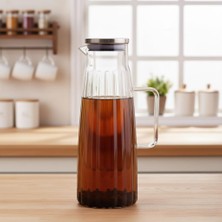 Braventa Collection Metal Kapaklı Borosilikat Cam Yağdanlık ve Sürahi | 1000ML (11X26CM) Çok Amaçlı Içecek ve Sıvı Gıda