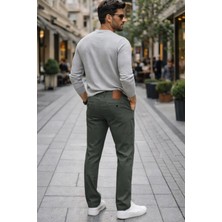 Varetta Erkek Yeşil Likralı Kanvas Pantolon Cepli Casual Chino Regular Kesim