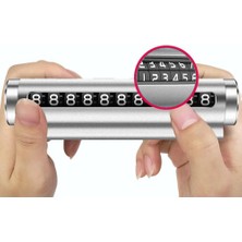 3b Trend Lüx Gümüş Renk Torpido Üstü Park Numaratörü Silindir Tasarım Araç Içi Telefon Numarası