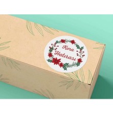 Bisaccia Kına Etiketi 4 cm Yuvarlak Mat Sticker 100 Adet Sürdürülebilir Çelenk Tasarımı