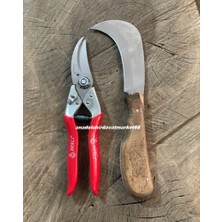 Apalı Makas Pro Set Budama Makası Karbon Çelik Aşı Bıçağı Cep Çakısı 26CM 2li Set