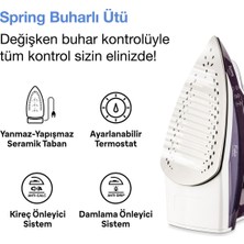 Fakir Buharlı Ütü Mor 2600W Güç Seramik Taban