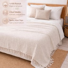 CES STORE 4 Kat Müslin Çift Kişilik Pike, %100 Pamuklu Yatak Örtüsü, Koltuk Şalı, 240x260cm.