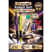 W-Design 2 Adet 0.7 Versatil Kalem + 1 Adet 0,7 Uç + 1 Adet Silgi 5 Li Set