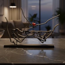 Riva Self Sonsuz Bağ Minimalist Çizgi Sanatı Siyah - Kırmızı Dekoratif Masaüstü Biblo