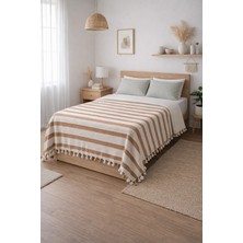 Ces Store %100 Pamuk Çift Kişilik Püsküllü Pike, Yatak Örtüsü 200X240 cm