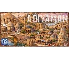 AYNED Print Adıyaman Şehir Konseptli Eskitme Görünümlü Dekoratif Alüminyum Tabela