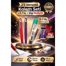 W-Design 2 Adet 0.7 Versatil Kalem + 1 Adet 0,7 Uç + 1 Adet Silgi 5 Li Set