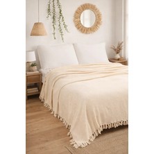 CES STORE Çift Kişilik %100 Pamuk El Dokuması Pike, Doğal Dokulu 4 Mevsim Yatak Örtüsü, 200X240 cm