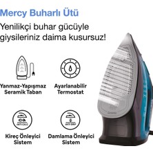 Fakir Mercy Seramik Taban Buharlı Ütü 2200W Güç Kirece Karşı Koruma Özelliği