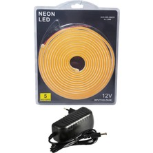 Powerr Led Aydınlatma 5 Metre 12 Volt 6X12 mm Esnek  Amber Neon LED 3A Plastik Adaptör Set