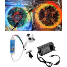 Powerr Led Aydınlatma 10 Metre 12V Iç Mekan 60 Pixel Ledli Bluetooth Cep Telefonundan Kumandalı 5A Priz Tipi Plastik Adaptörlü Set