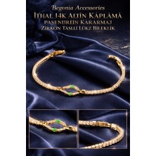 Begonia Accessories Özel Tasarım Yılan Başı & Şeffaf Baget Zirkon Taşlı Şerit Kadın Bileklik – 14K Altın Kaplama, Paslanmaz, Kararmaz, Alerji Yapmaz, Minimal Günlük Takı