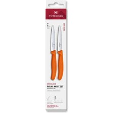 VCT-7613329191446-VICTORINOX 6.7799.2C1 Swiss Classic 2li 10CM Soyma Bıçağı Set, Turuncu