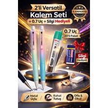 W-Design 2 Adet 0.7 Versatil Kalem + 1 Adet 0,7 Uç + 1 Adet Silgi 5 Li Set