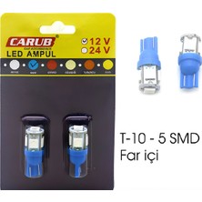 Carub Ampul 12V T-10  5led Smd Fariçi Mavi